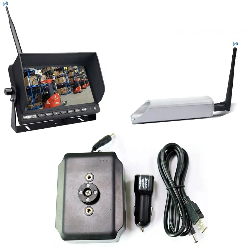 Беспроводной комплект 7" с лазером для вилочных погрузчиков и штабелеров FullHD (1080p), SD-карта