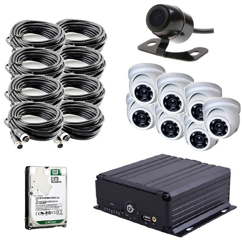 Комплект видеонаблюдения на транспорт с HDD на 8 камер