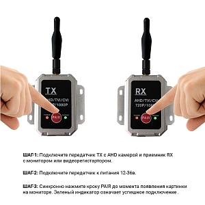 Беспроводной передатчик видео сигнала ВизорМОНИТОР 2.4G для камер 1080P/720Р AHD, TVI, CVI (Тюльпан)