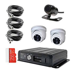 Комплект видеонаблюдения на транспорт с 1 SD картой на 3 камеры