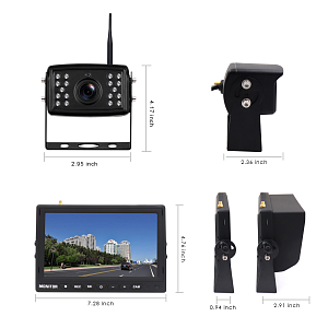 Беспроводная 2-х канальная система видеонаблюдения заднего вида 7'' с одной камерой